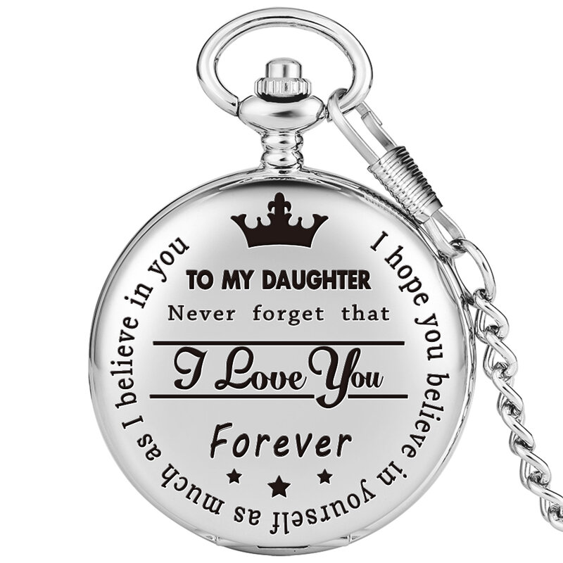 To My Daughter...I Love You Forever Birthday/Graduation Gifts Retro Quartz Pocket Watch Necklace Pendant Fob Chain Pocket Clock
