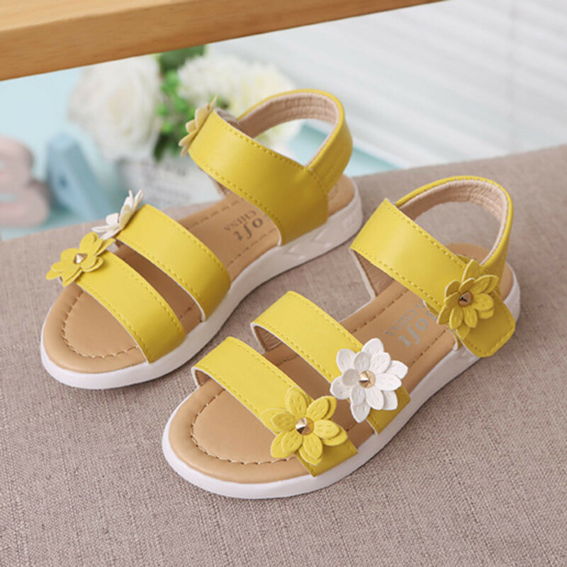 ピンクの女の子のサンダル,幼児のためのかわいい花のパターンのゴム製滑り止めの靴,夏のプリンセスシューズ