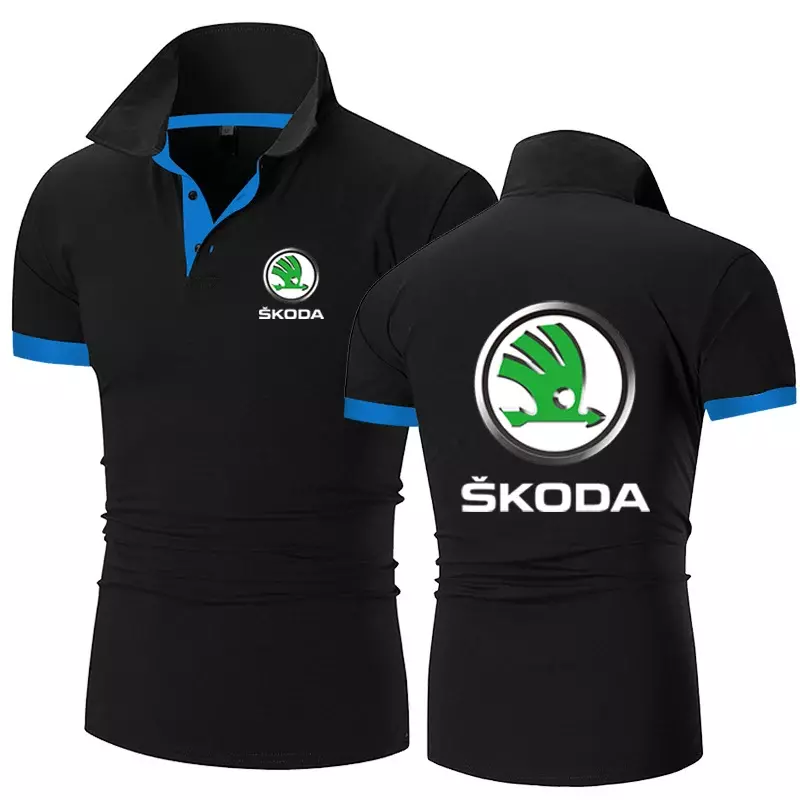 Новинка лета 2024, мужская рубашка-поло с коротким рукавом и воротником Skoda, дышащая деловая удобная модная футболка, топы