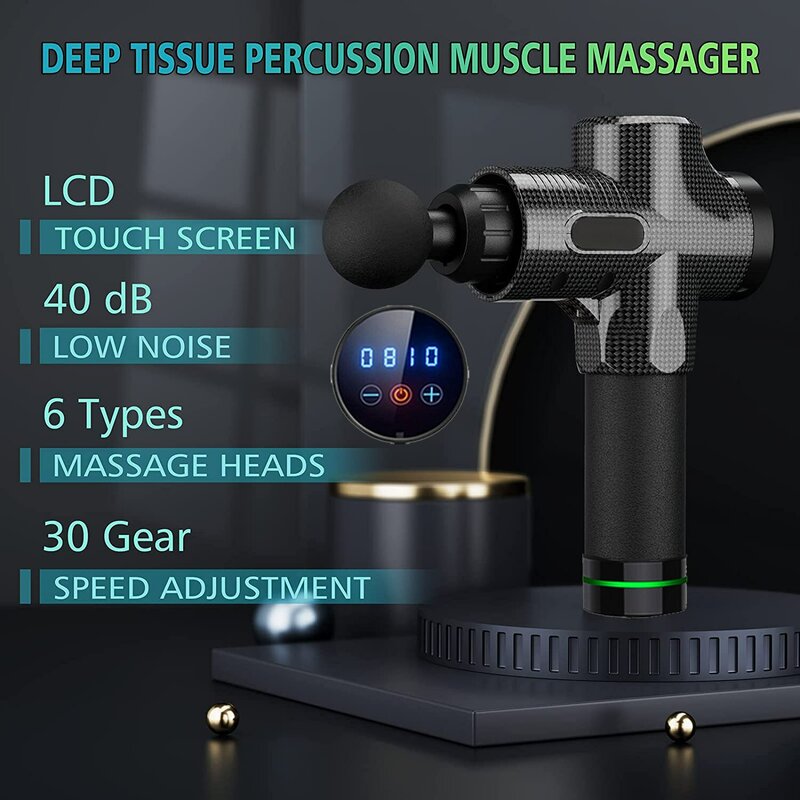 Пистолет для глубокого массажа тканей, портативный массажер для мышц лица, инструмент для массажа спины, шеи, тела, инструмент для фитнеса мышц