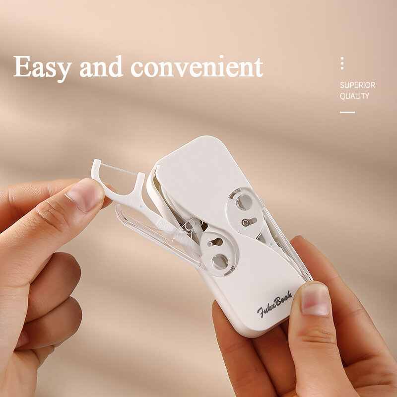 Plástico automático portátil dentes Floss armazenamento caixa, Floss Pick Dispenser, conveniente prático ótimo para viajar e acampar