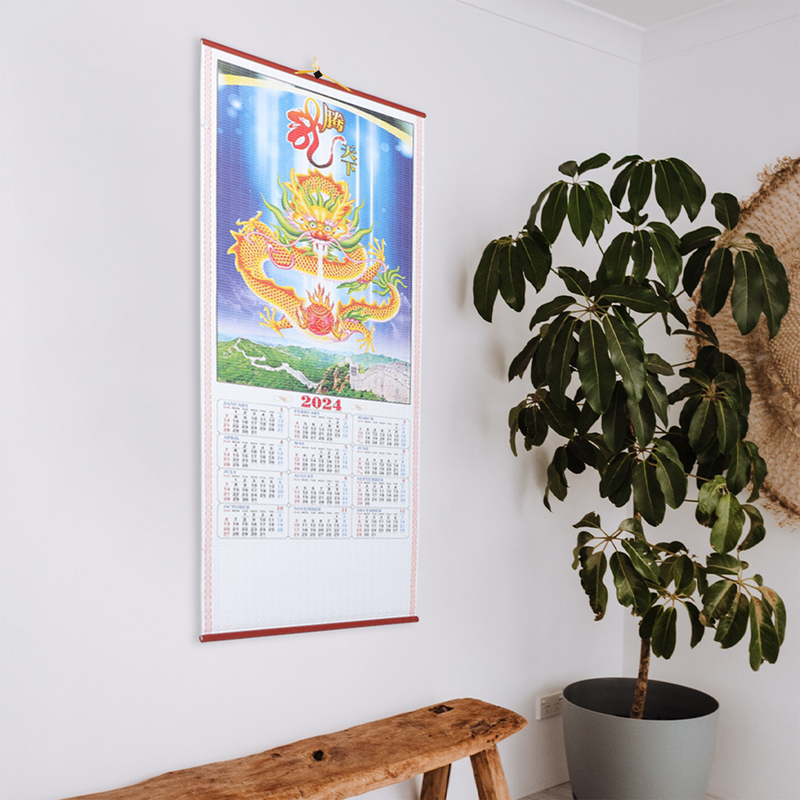 Kalender monatlich Wandbehang Kalender chinesischen Stil hängenden Kalender das Jahr der Drachen hängen Kalender Dekoration
