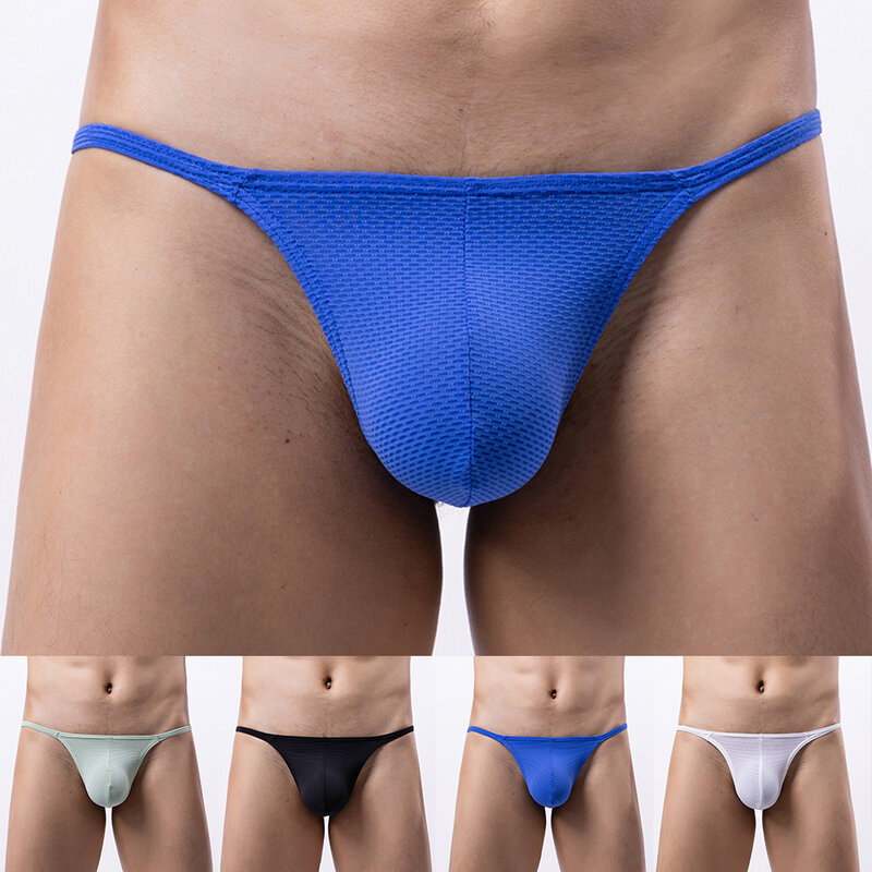 Sexy Mens Low Waist Thin Straps T-Back G-String Thong Bikini Underwear Pouch Bulge Thong Panties Breathable Soft Men Thongs