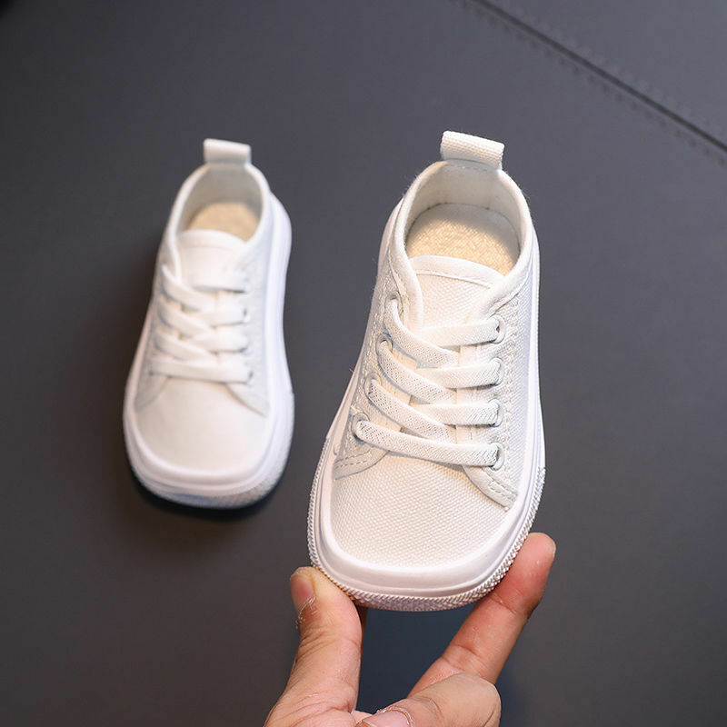 Scarpe da Tennis antiscivolo per ragazze scarpe sportive per bambini con punta quadrata per bambini scarpe da ginnastica in tela con lacci causali traspiranti per ragazzi