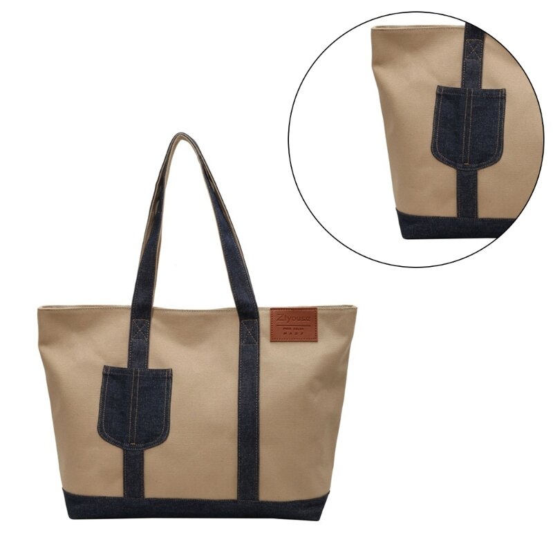 Womens Canvas Shoulder Bag Female Versatile Shopping Dating Bag Large Capacity Handbag Casual Cape Bag Student Schoolbag 066F