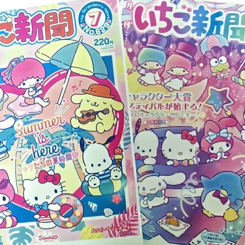 Pretty Sanrio Poster Anime Cartoon Cinnamoroll Hello Kitty Kuromi Cute Bill Monthly Magazine Poster Girl Bedroom Decoration Y2K