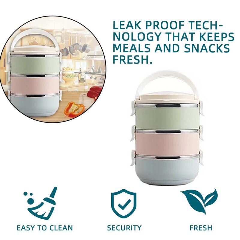 Compact Size Leak Proof Home Office Lunch Box Thermal For Food Bento Box Stainless Steel Lunch Box For Kids Portable Picnic