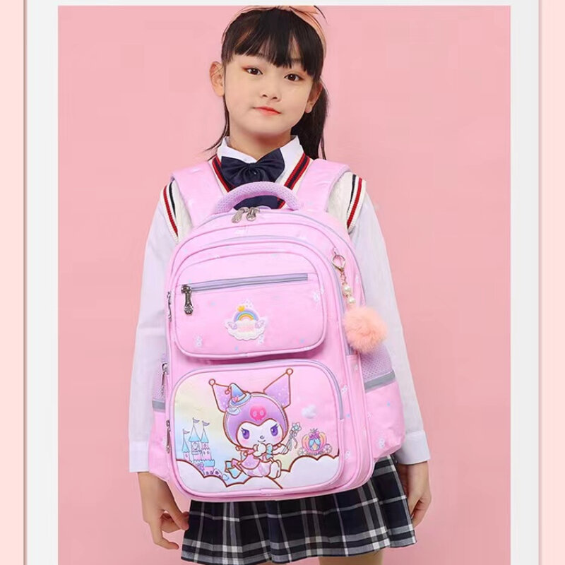 Hello Kitty Mochila Estudantil da Escola Primária, de grande capacidade, moda fofa, 1-6 série, meninos e meninas, nova