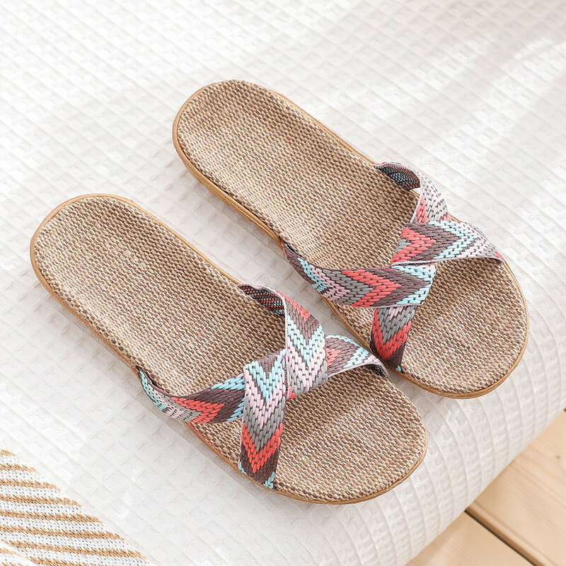 Plus Size Women'S Slippers Flat Sandals Linen Lightweight Casual Summer Slippers Women For Home