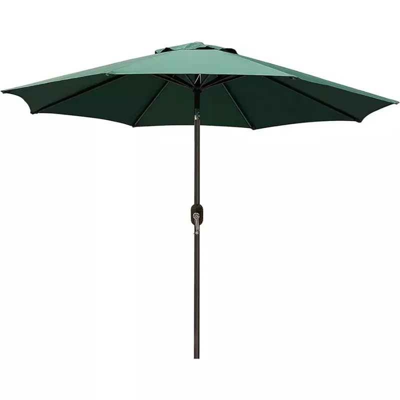 Уличный зонт для внутреннего дворика 9 дюймов, зонт-транспортир, зонт в полоску с нажимной кнопкой, наклоном и кривошипом (темно-зеленый), бесплатная доставка