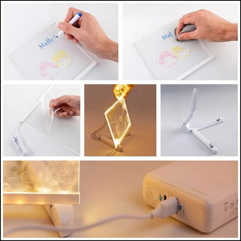 Led Note Board Night Light Creative Message Board Lamp With Pen USB Message Board Holiday Light DIY Night Lamp Kid Lover Gifts