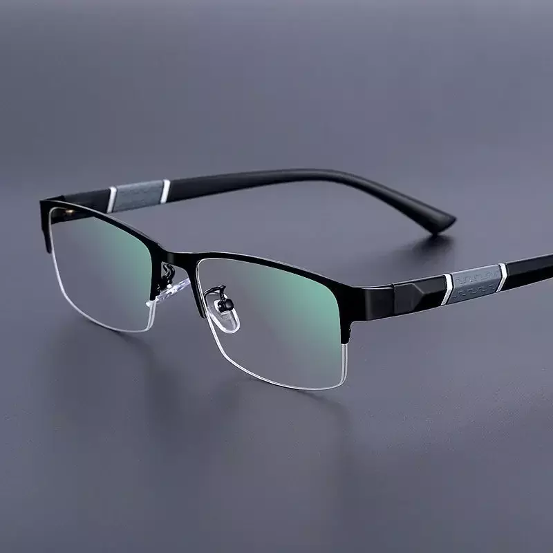 Kacamata baca setengah bingkai untuk orang tua, kacamata bisnis definisi tinggi bingkai hitam uniseks modis antilelah kacamata penglihatan jauh