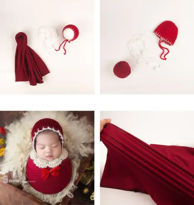 Newborn Photography Props Wraps Blanket Baby Hat Crochet Newborn Outfits Blanket Props Baby Photo Shoot Accessories