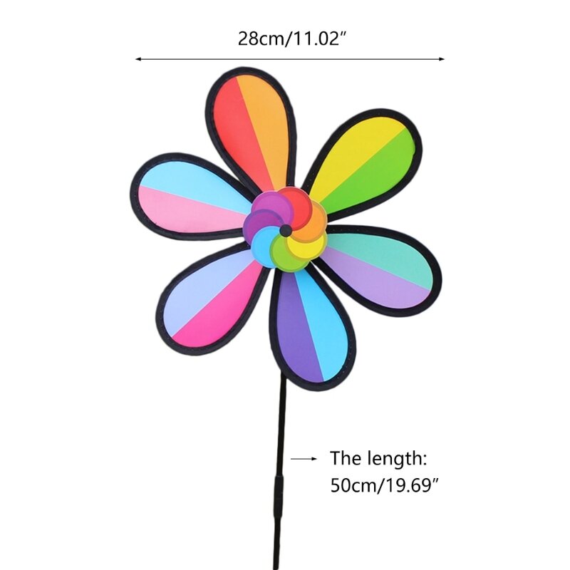 Детская ветряная мельница Красочная пластиковая игрушка Наружное украшение 28 см Большая ветряная мельница