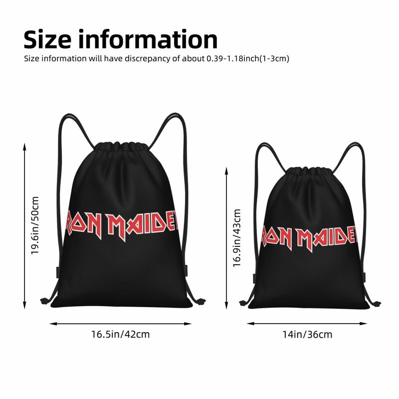 Fashion Iron-Band-Maiden borse portatili con coulisse borse portaoggetti per zaino sport all'aria aperta viaggiare in palestra Yoga