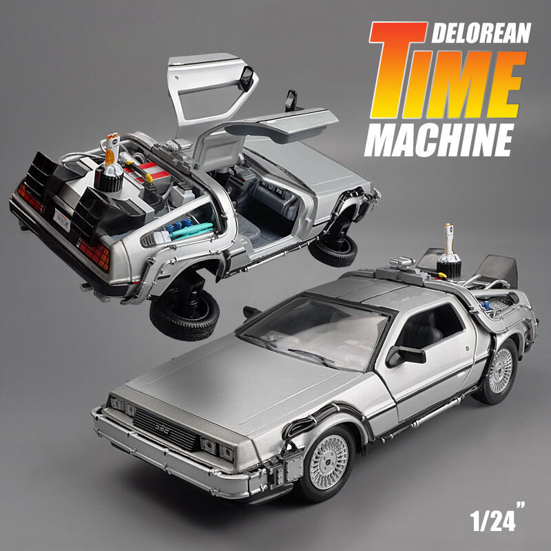 WELLY 1:24 Diecast mobil Model Aloi DMC-12 delorean kembali ke waktu depan mesin mainan logam mobil untuk koleksi hadiah mainan anak