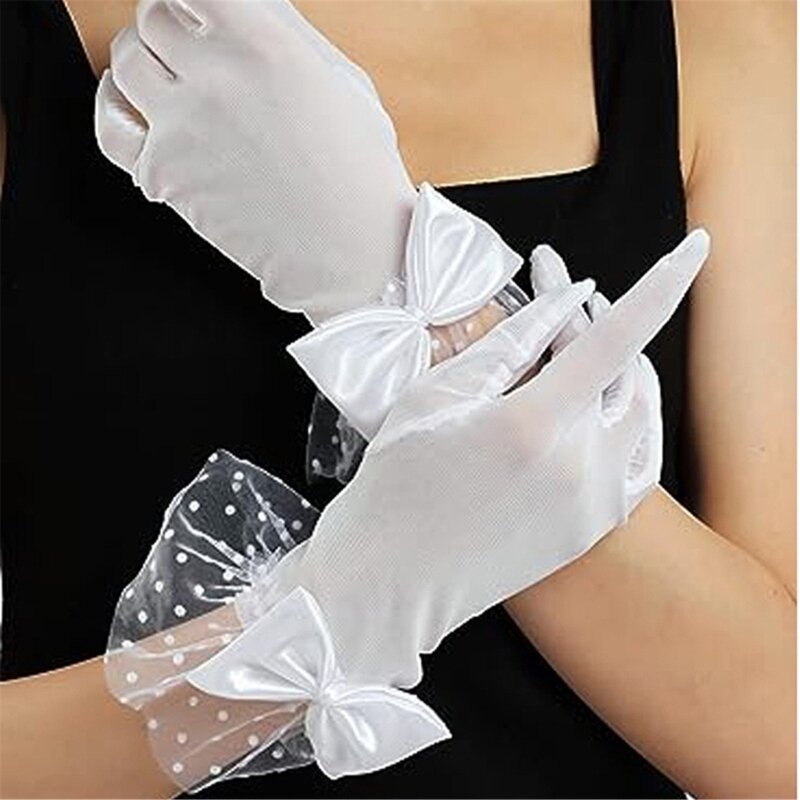 Gants élégants en dentelle avec nœud gants danse pour fête nuptiale, pour fête mariage, livraison directe