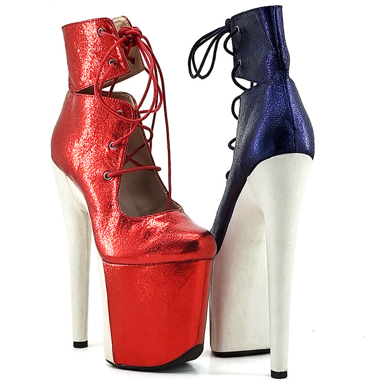 Женские ботильоны из искусственной кожи Auman Ale, экзотические ботинки на высоком каблуке 20 см/8 дюймов, ботинки с круглым носком для танцев на шесте, 126
