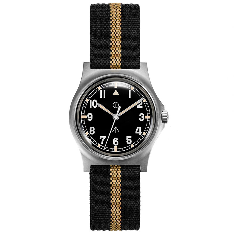 RDUNAE jam tangan militer Retro 34.5mm, arloji Pilot pria Quartz olahraga kepribadian bercahaya kaca Mineral baja tahan karat 316L