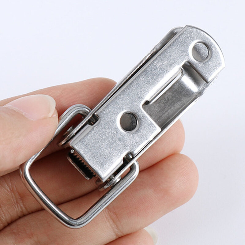 4Pcs Latch Catch Duck-Mouth Buckle Hook Wooden Box Hasps Clamp Stainless Steel Toggle Latches Spring Loaded Clamp Clip Snap Lock