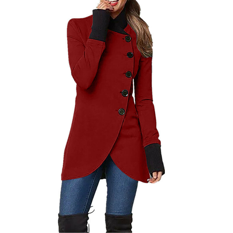 Mantel Lengan Panjang Kasual Harajuku Wanita 2022 Elegan Musim Dingin Ramping Fit Blazer Pakaian Luar Tombol Mode Jaket Retro Jalan Musim Gugur