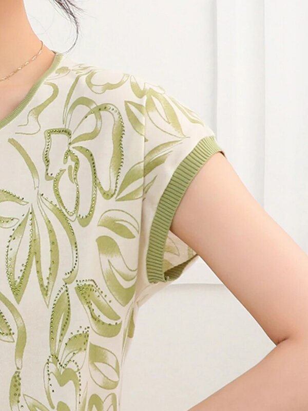 女性用半袖Tシャツ,ニット,カジュアルセーター,夏