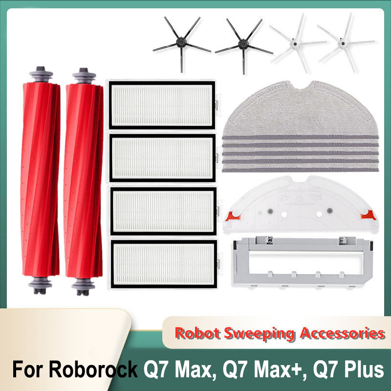 Cepillo principal lateral para Roborock Q7 Max, Q7 Max +, Q7 Plus, T8, filtro Hepa, mopa, cubierta de trapo, reemplaza Robot aspirador