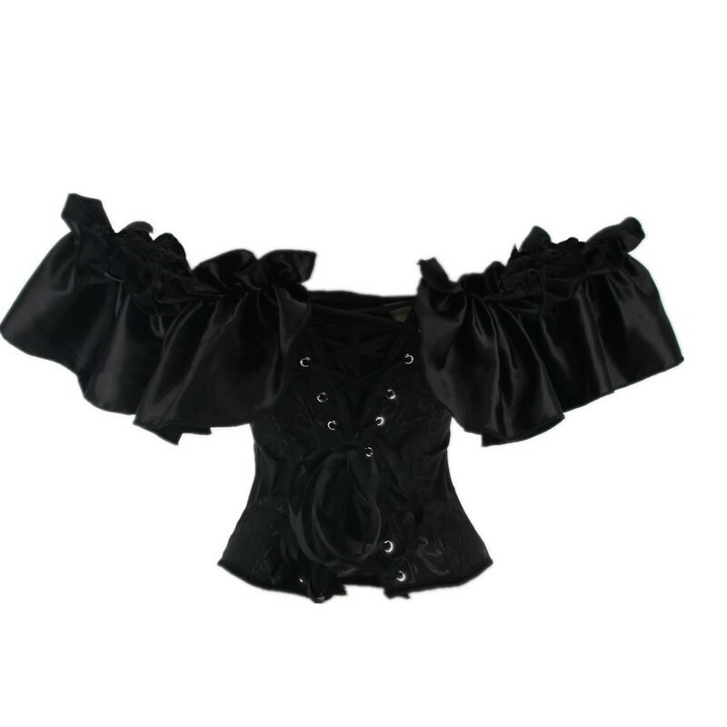 Conjunto de falda de vestido de corsé negro con hombros descubiertos para mujer, corsés sexys con falda de Gothique de talla grande, corsé victoriano Burlesque
