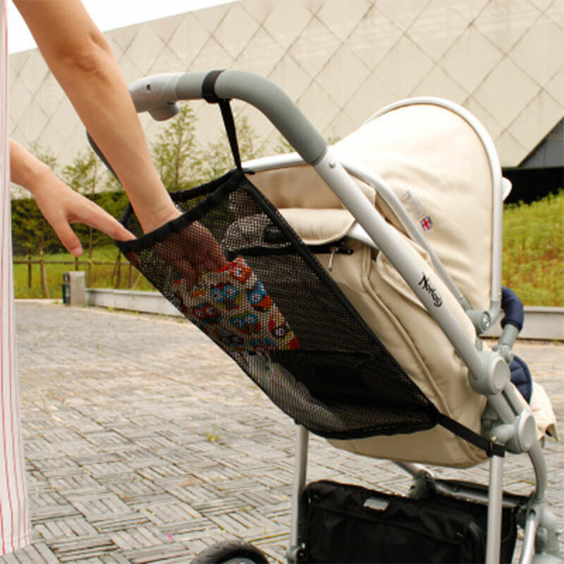 Bolsa colgante para cochecito de bebé, bolsa de almacenamiento con bolsillo de red, accesorios para carrito, novedad de verano