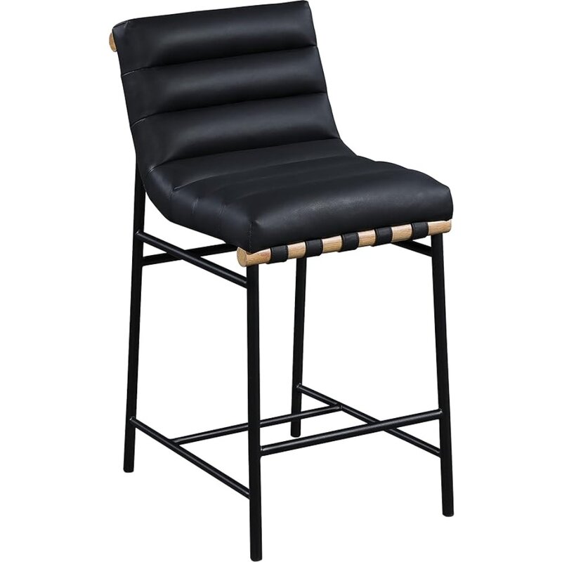 New-Meridian Furniture 857Black-C Burke Collection Modern | Contemporary Faux Leather Upholstered Counter Stool