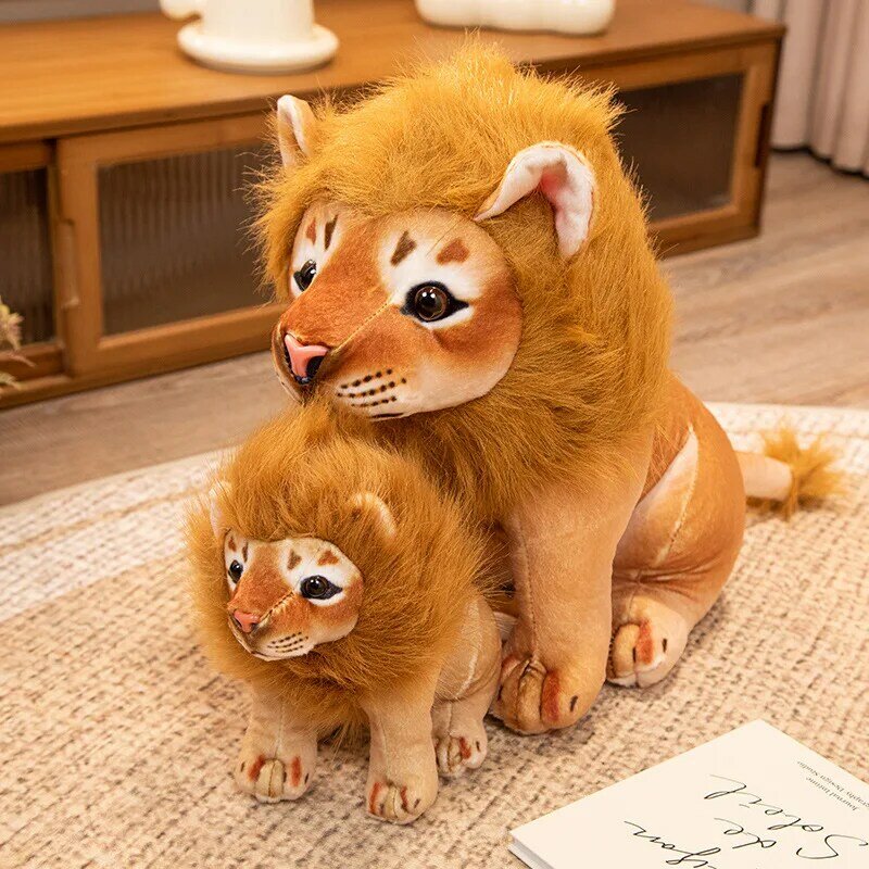 King of Grassland Lion Plush Toys para crianças, bonecos de pelúcia fofos, simulação masculina, realista, panthera, leão, decoração do quarto, prenda de aniversário, 22 cm, 40cm