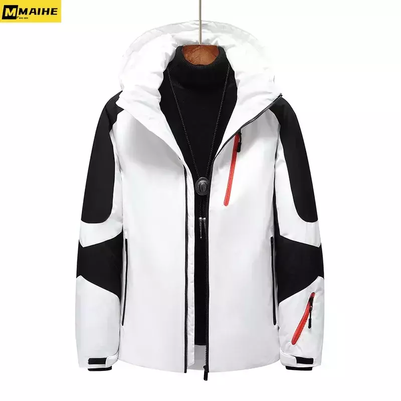 Winter Patchwork Puffer Jacket Men's Thicken Warm Down Jackets 2022 Outdoor Mens Windproof White Duck Down Parka Coat Outfits