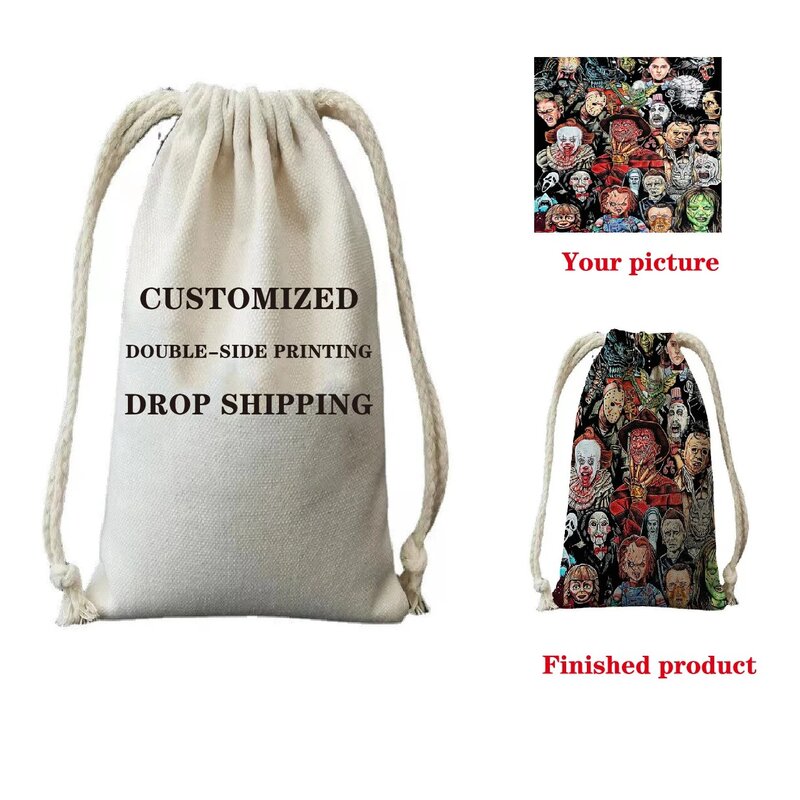 Personal custom handbag DIY logo makeup bag canvas makeup bag toilet organizer wedding birthday party gift picture text