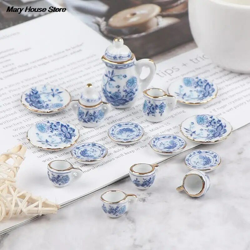 Ensemble de tasses à thé miniatures en porcelaine pour enfants, maison de courses de cuisine, jouets de fleurs britanniques, meubles, maison de courses de thé