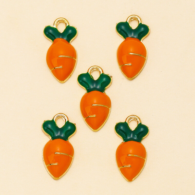 12Pcs 9*17mm New Creative Enamel Mini Carrot Charms for Cute Earrings Pendants Bracelet Handmade DIY Making Jewelry Accessories