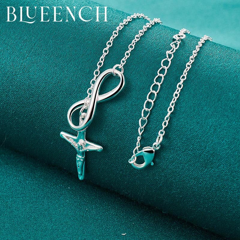 Bueench-collar con colgante de cruz de plata de ley 925 para mujer, joyería de moda para fiesta de boda, propuesta
