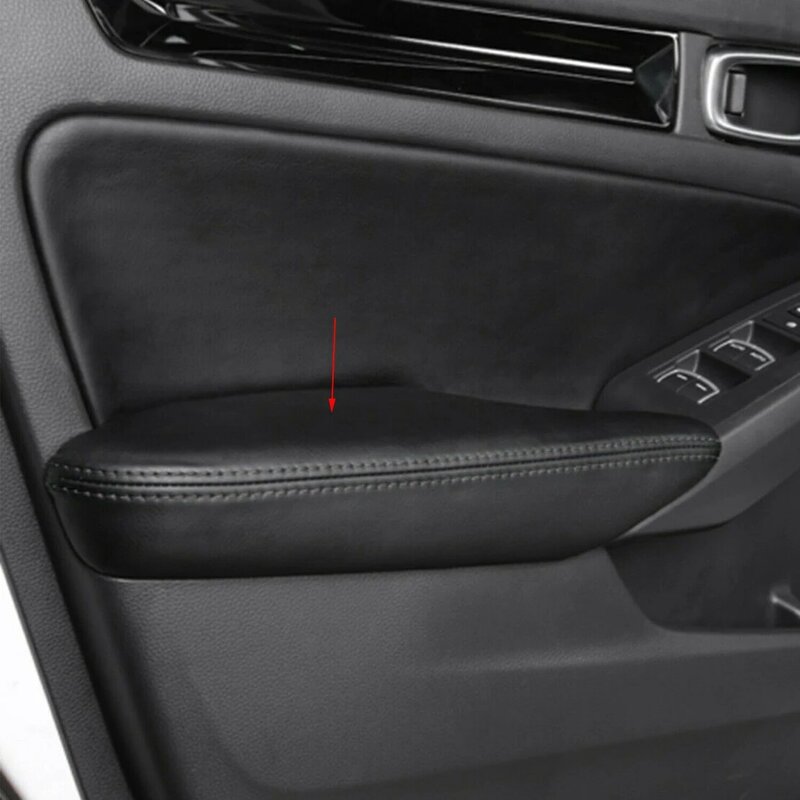4 Buah Cover Sandaran Tangan Pintu Kiri Kanan Depan Mobil Dekorasi Trim Cocok untuk Honda Civic Sedan 2022 Hitam PU Kulit