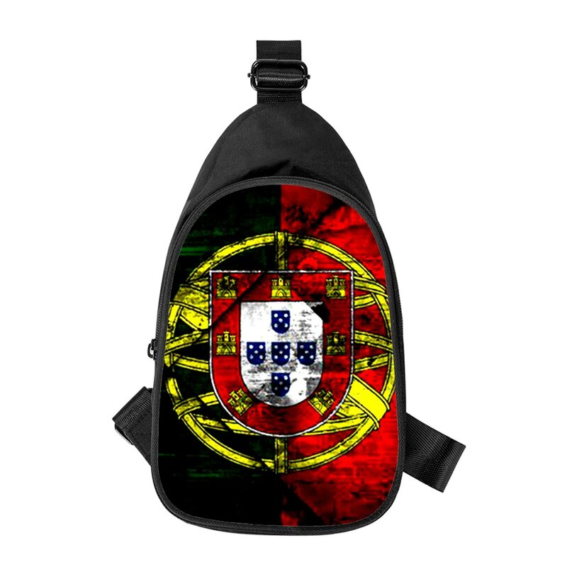 Bolso cruzado en el pecho con estampado 3D de la bandera de Portugal para hombre y mujer, bolso de hombro diagonalmente, paquete de cintura escolar para marido, paquete de pecho para hombre