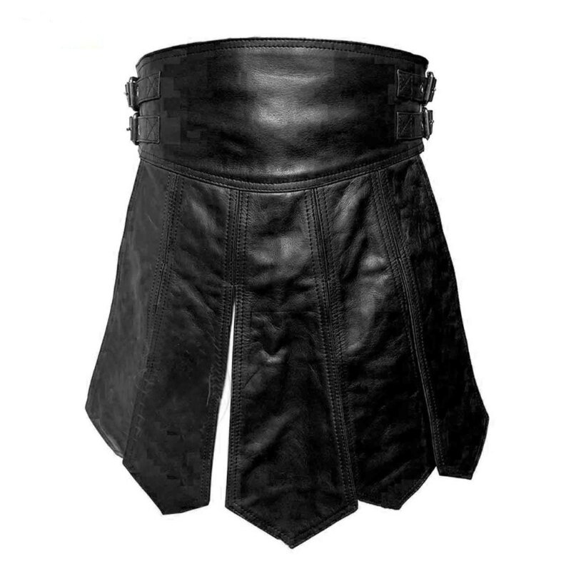 Средневековая юбка из искусственной кожи в стиле панк с поясом и кистями, широкая юбка с поясом, гладиаторская боевая юбка для