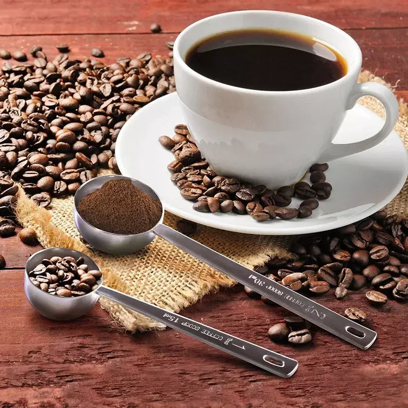 1Pc Stainless Steel Coffee Scoop 15ml 30ml Measuring Scoop Spoon Long Handled Metal Measure Spoon Coffee Tea Tools Accessories