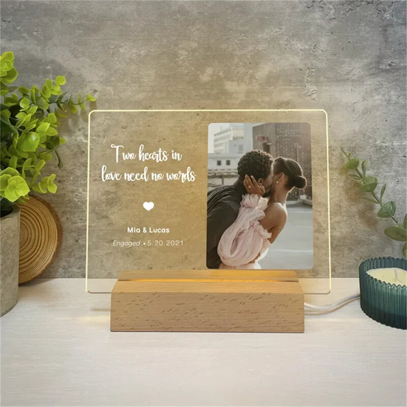 Lâmpada LED 3D personalizada com foto e texto personalizados, placa de música, dia dos namorados, casamento aniversário, aniversário, estilo Instagram