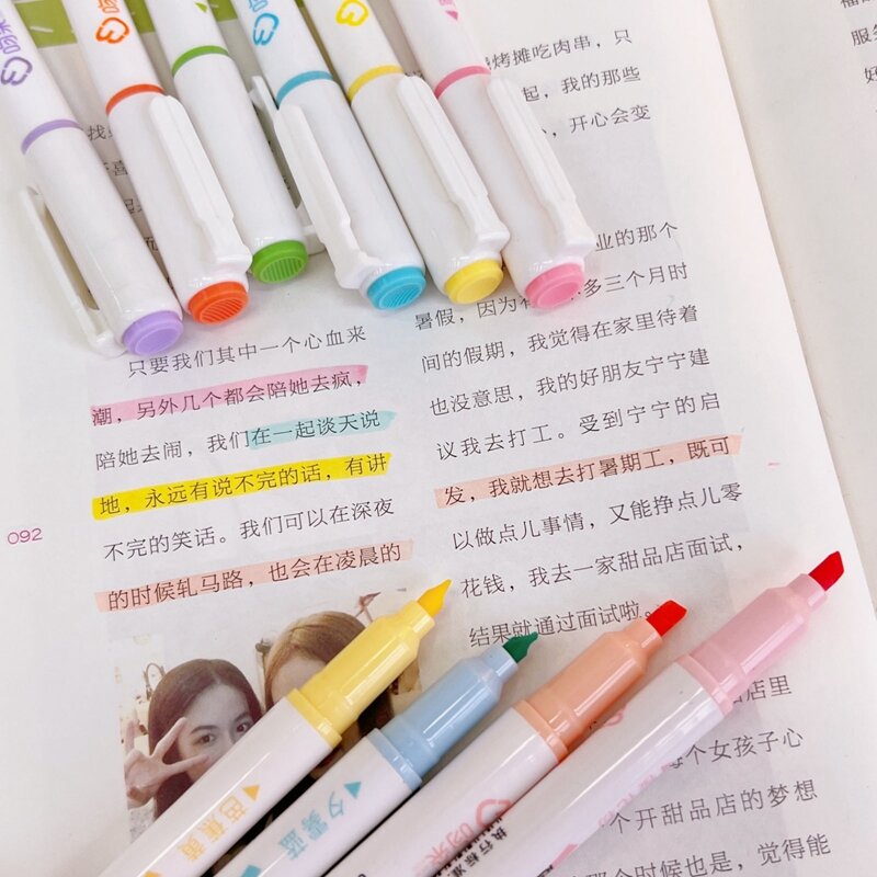 مجموعة أقلام ألوان الإسفار ، هايلايتر ، اللوازم المدرسية ، القرطاسية ، مجموعة 6 قطعة