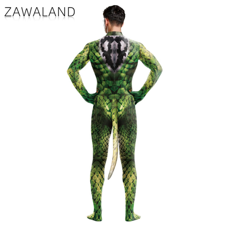 Traje de animal Zawaland com cauda para homem, traje Cosplay Halloween, macacão Carnaval, Bodysuit Zentai feriado, roupa bodysuit, Virilha