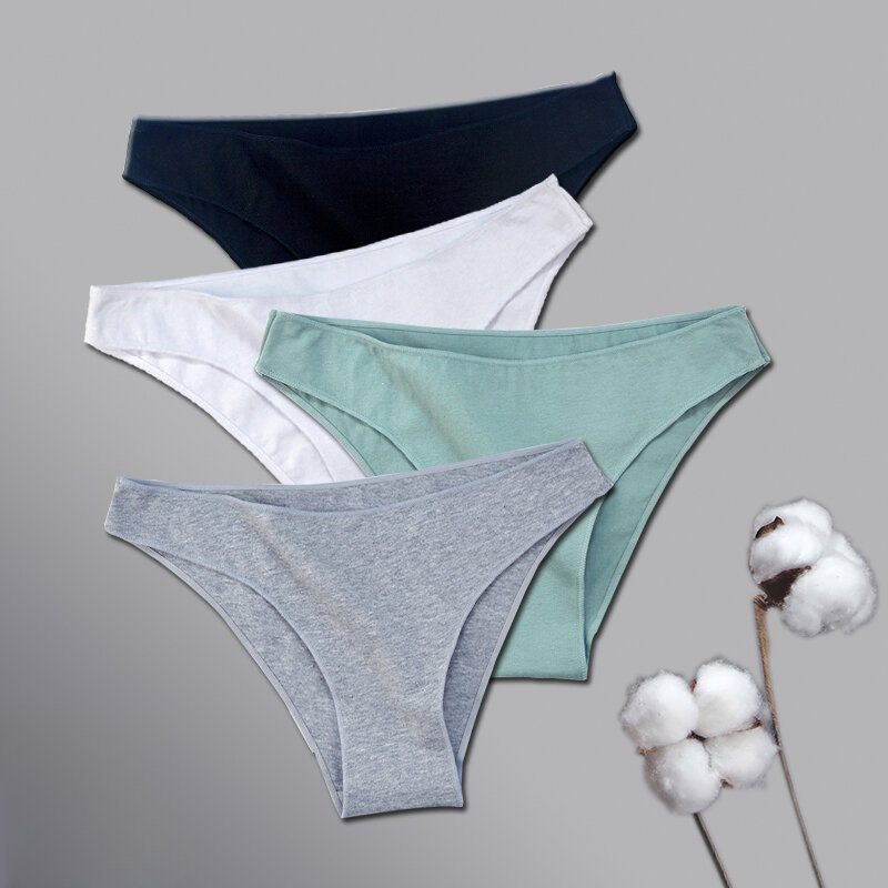 Women's Cotton Panties Female Underwear Solid Color Comfortable Briefs High Elasticity Underpants