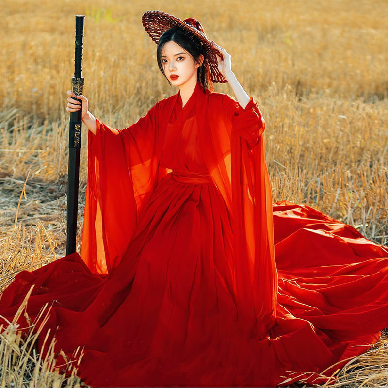 Hanfu Cina wanita Wei Jin lengan peri kostum gaya kuno rok peri aliran Super peri elegan Hanfu 2023