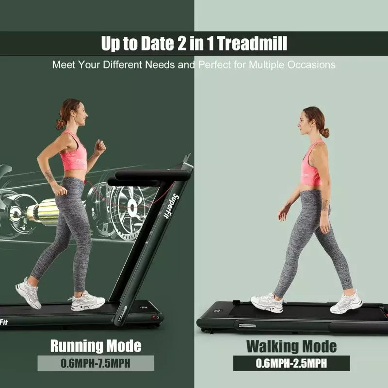 Goplus 2 in 1 Folding Treadmill, 2.25HP Superfit Under Desk Electric Treadmill, Installation-Free with Remote Control, APP Contr