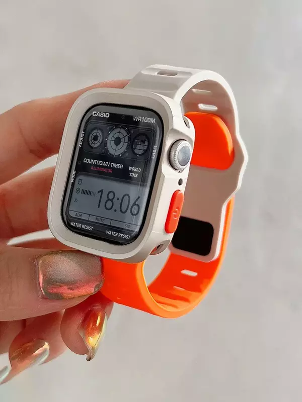 Süßigkeiten Silikon Gehäuse Armband für Apple Watch Serie 9 45mm Band 8 7 41mm se 6 5 4 44mm 40mm Gummi Correa Armband iwatch ultra 2 49mm