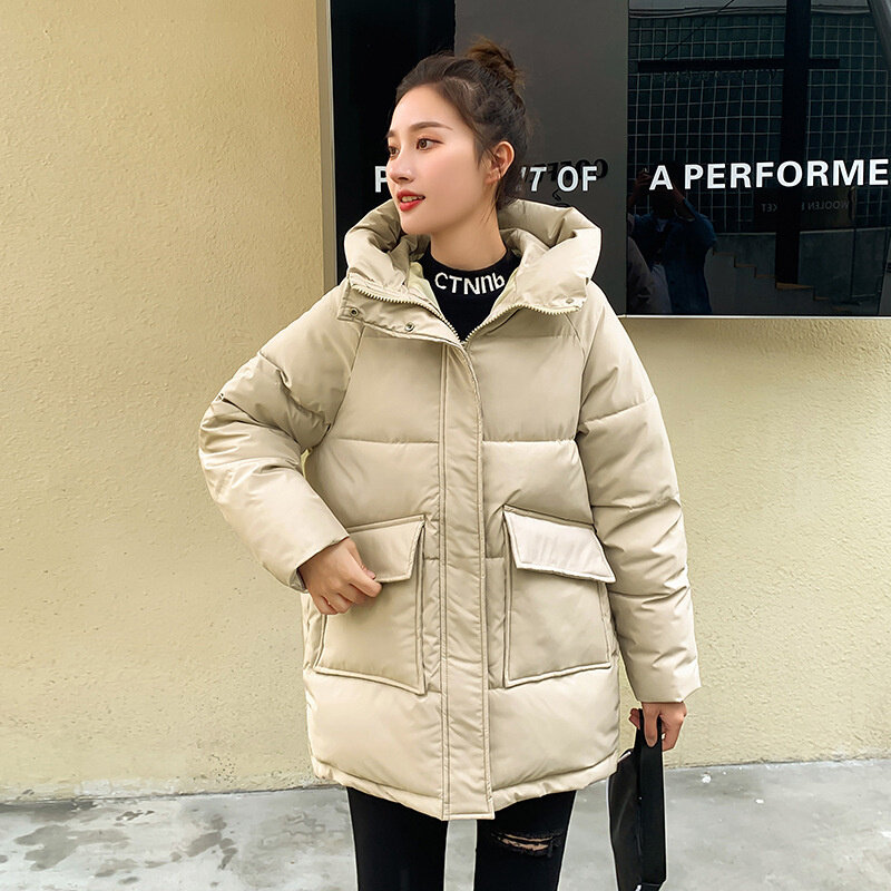 2022 novo inverno feminino mid-long parkas jaquetas casual grosso quente com capuz casaco feminino inverno outerwear algodão-acolchoado jaquetas parkas