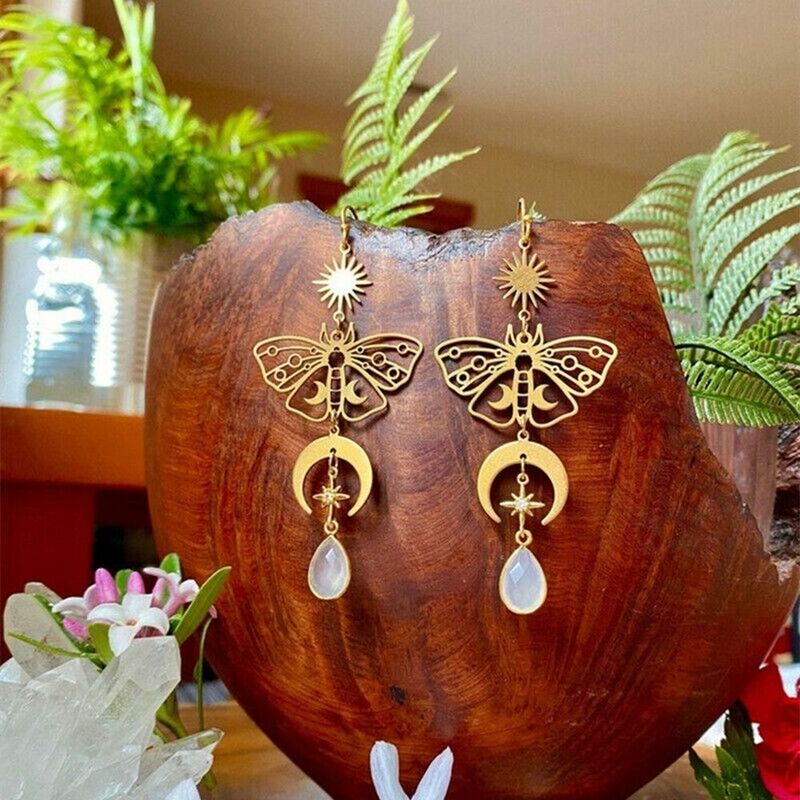 Regalo per feste gioielli da donna ciondola orecchini pendenti con ciondolo a catena orecchini con nappe orecchini pendenti a forma di fungo con orecchini a farfalla