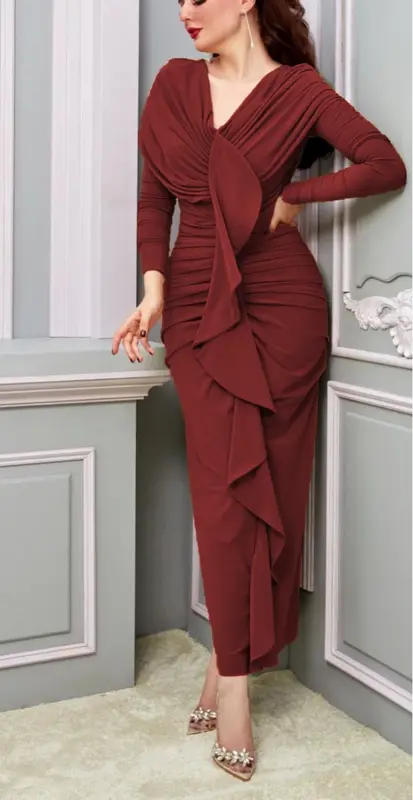 2024 gaun Afrika untuk Wanita Mode musim gugur gaun Maxi panjang poliester leher-v Lengan Panjang Afrika baju wanita Afrika Dashiki